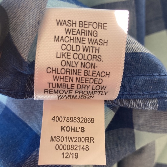 Sonoma XL Blue Checkered Short Sleeve Button Down - Picture 6 of 8